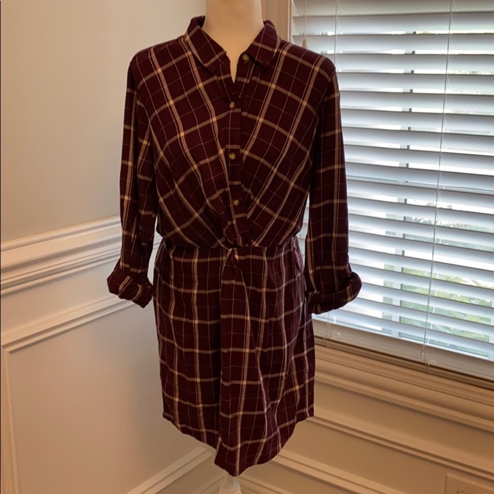 NWT Abercrombie Knot Front Shirt Dress Sz L